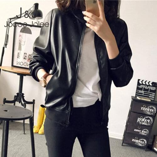 Jocoo Jolee Women's Black Bomber Jackets