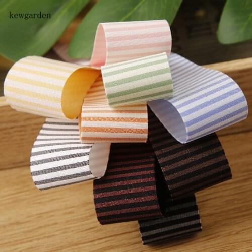 Kewgarden 1" 1.5" 2" 25mm 40mm 50mm Color Stripe Polyester Ribbon DIY Bowknot Hair Accessories Satin Ribbon Handmade Tape 10Yard