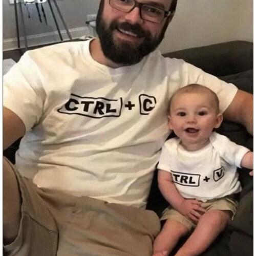 Family Matching Outfits Short Sleeve Clothes Father And Son Fashion Tops Summer Daddy Baby Letter T Shirt CTRL C Short Sleeve