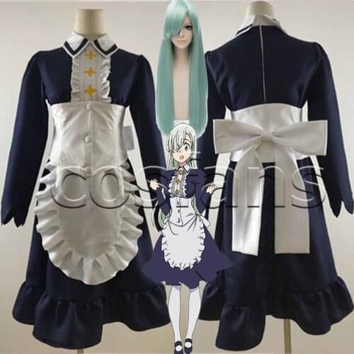 Anime Seven Deadly Sins Nanatsu no Taizai 2 Elizabeth Liones Maid Dress Cosplay Costume Women Dress With wigs Full set customize