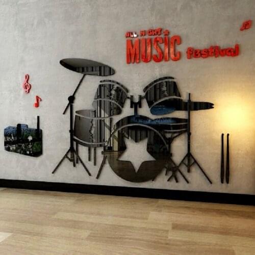 Creative INS musical instrument drum chidrens room bedroom living room TV background wall decoration 3D acrylic wall sticker