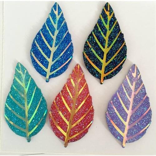 HOT 50PCS pretty AB Resin leaves Flatback Rhinestone Wedding Buttons U PICK F02A*10