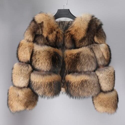 Maomaokong 2020 winter new style Fashion Womens clothing Leather raccoon fur coat High quality fur Round neck to keep warm