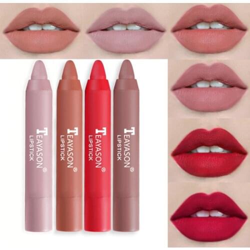 12 Color Matte Velvet Lipstick Pencil Waterproof Lip Glaze Long Lasting Non-Stick Cup Red Lip Tint Makeup Lip Gloss Cosmetics