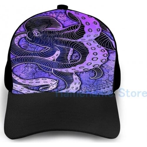 Fashion Octopus on Damask - Purple Edition Basketball Cap men women Graphic print black Unisex adult hat