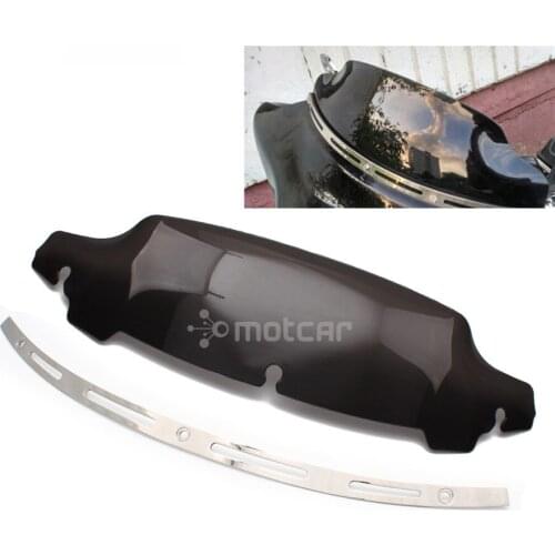 Motorcycle Aluminum Windshield Trim Case + Dark Smoke 4.5" ABS Windscreen for Harley Touring Electra Street Tri Glide 2014-2017