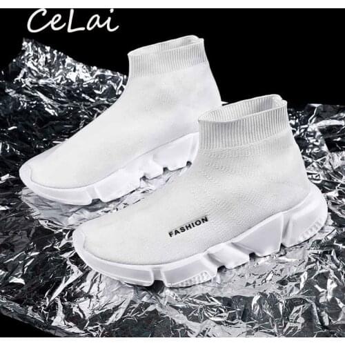 Plus Size Summer Mens Shoes Couple Youth High Top Sneakers Chuky Light Black Shoes 2020 Popular Sock Sneaker Korean Soft NA33