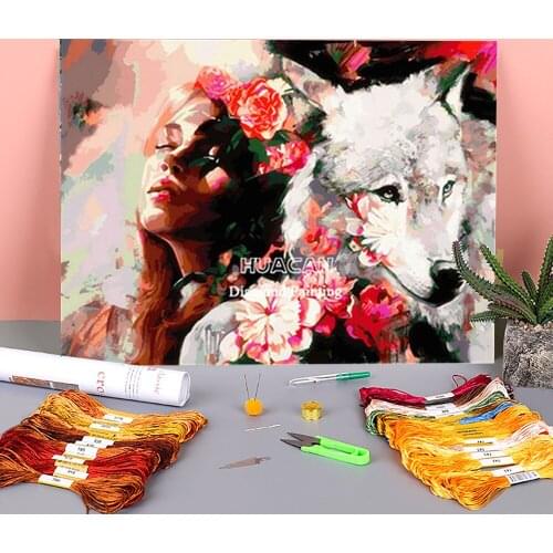 Beauty Wolf Animal Pre-Printed 11CT Cross Stitch Embroidery Complete Kit DMC Threads Needlework Sewing Handicraft Promotions