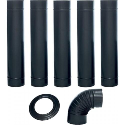 Matte Black Enamel Stovepipe Set 5 Pcs 70cm x 13cm A Bracket And Bracelet steel sheet thickness 0.40mm