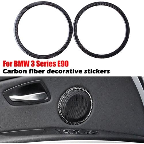 Carbon Fiber Cover Sticker Car Audio Speaker Frame Trims Fit For BMW 3 Series E90 E92 E93 2005-2012 ,Decorative Stickers