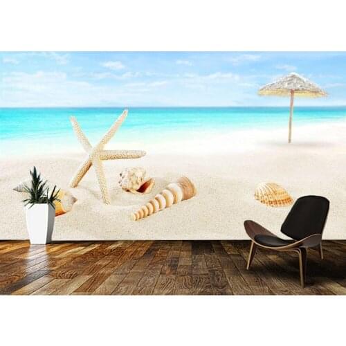 Papel de parede Seashells on tropical beach natural landscape 3d wallpaper,living room bedroom wall papers home decor mural