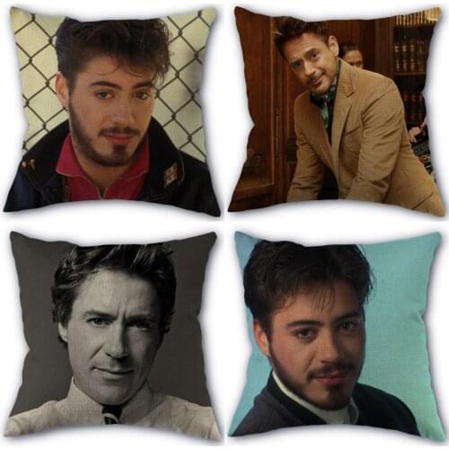 Robert Downey Jr Pillowcase Cotton Linen Fabric Square Zipper Pillowcase New Arrival 45X45cm Wedding Decorative Pillow cover0318
