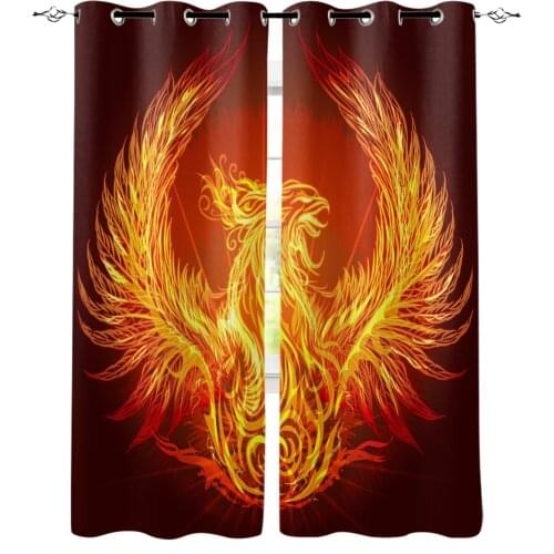 Phoenix Red Flame Window Curtains Kitchen Items Drapes Curtains for Bedroom Home Decor Curtains for Living Room