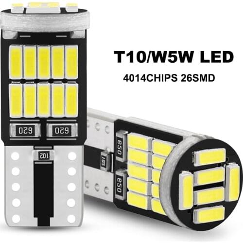 Wholesaale 100pcs CANBUS T10 26SMD 4014Chips T10 Led 194 501 White Signal Lamp Dome Reading Clearance Lights Car Interior Lights