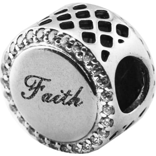 Fits Pandora Bracelet Arent 925 Sterling Silver Clear CZ Faith Cross Charms Metal Beads for Jewelry Making Berloque Wholesale