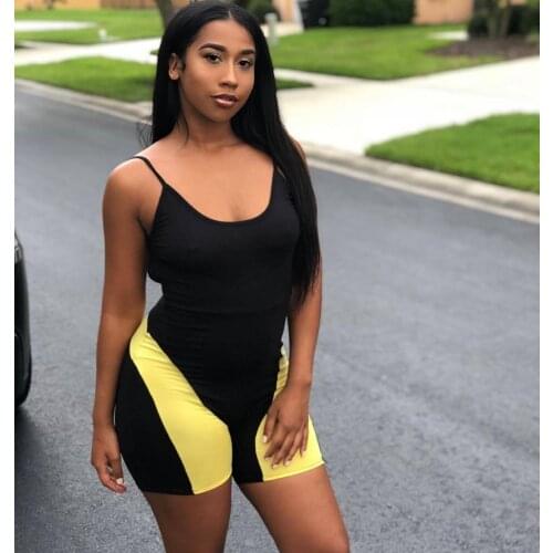 Strap U-neck casual slim jumpsuit Women Sleeveless Patchwork Sport Romper Summer Fashion Backless Jumpsuit for Ladies Summer