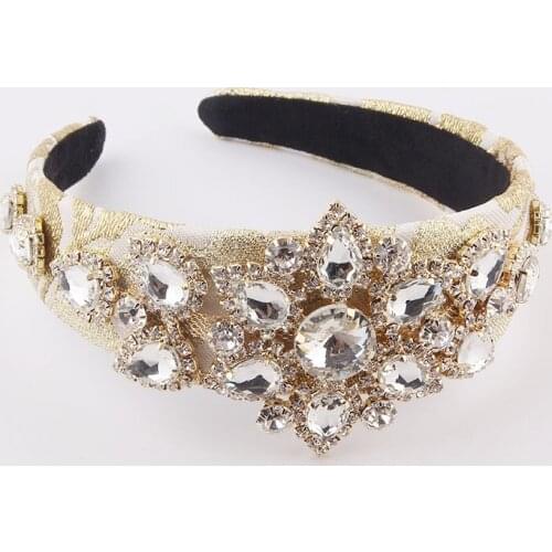 Geometric flower headband New cross-border baroque exaggerated rhinestone flower headband accessories 726