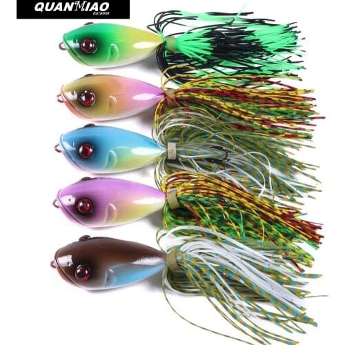 QuanMiao Silicone Skirt Popper Fishing Lures 10cm 10.5g Pike Wobblers For Fish Hard Bait Artificial Fishing Tackle Lure
