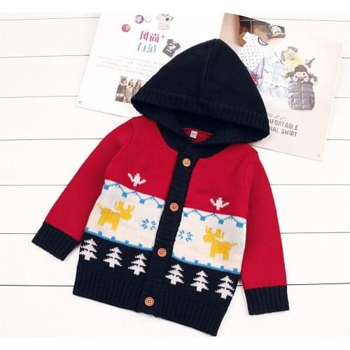 Christmas Kids Knit Hooded Cardigan