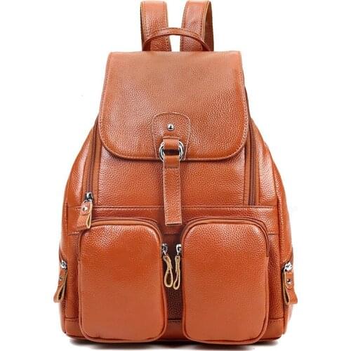 Genuine Leather backpack,womens retro Shoulder travel bag,school satchel vintage Cowhide Rucksack