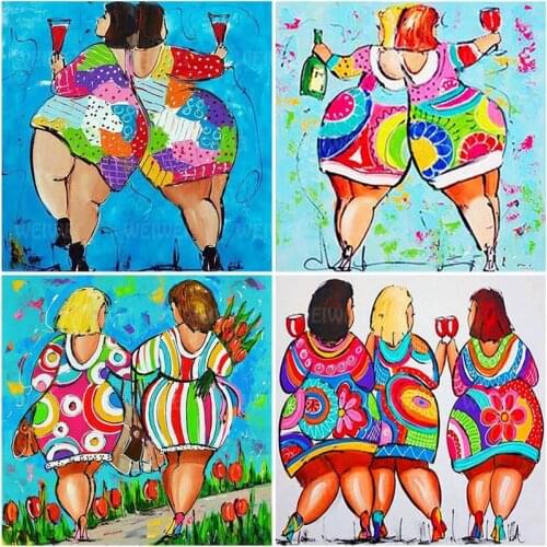 Sexy Fat Lady 5D Diamond Painting Kits for Adult Vintage Funny Figure Full Drill Round Square Embroidery Cross Stitch Home Decor