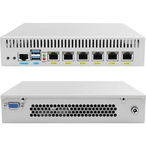 Firewall Mikrotik Pfsense VPN Network Security Appliance Router PC DDR4,(6LAN/2USB3.0/1COM/1VGA) Core I3 7100U I5 7200U I7 7500U