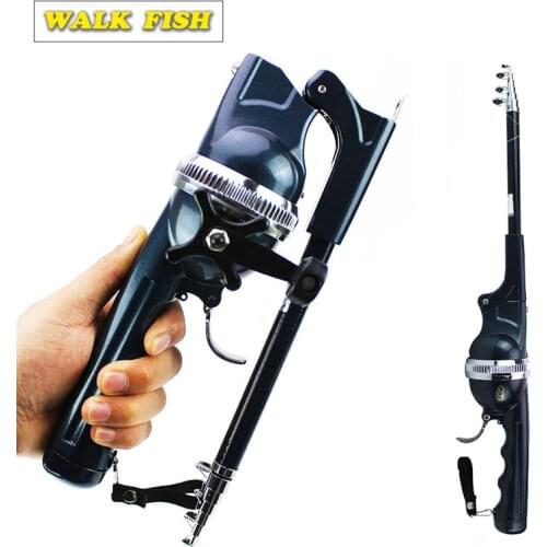 WALK FISH 134cm Folding Fishing Pole Ratio 3.6:1 Combo Fiberglass Telescopic Fishing Rod Reel Spinning Fish Hand Rod with Line