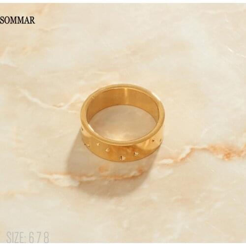 SOMMAR Hot Selling Gold Filled size 6 7 8 Perfume women ring Stars and moon, bright starry sky opal diy