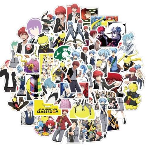 50pcs Assassination Classroom Anime Stickers Waterproof Graffiti Cartoon Decal Luggage Laptop Skateboard Bicycle Kid Sticker Toy