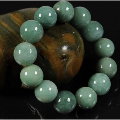FINE Certified A Grade (Oil-Green jadeite) Carved 16-17mm Bead Bracelet