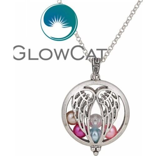 V1272 Aroma Diffuser wing Antique Vintage Lockets Pendant Perfume Essential Oil Aromatherapy Locket Necklace