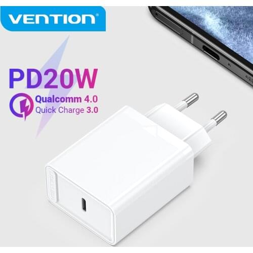 Vention PD Charger 20W USB Type C Fast Charger for iPhone 12 X Xs 8 Macbook Phone QC3.0 USB C Quick Charge 4.0 3.0 QC PD Charger