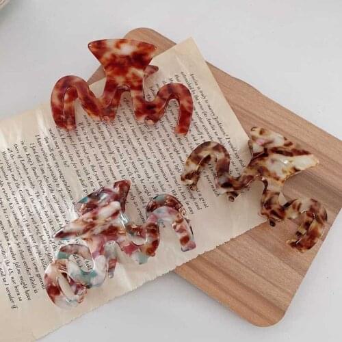 Women Korean Modal Acetate Tortoiseshell Hair Claw 2021 Lady Wavy Tooth Hair Clips