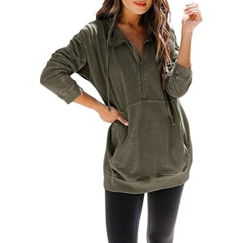 Women 2021 Comfortable and Generous Pullover Style Sweater Hoodie New Casual Fashion Collar Pullovers Lapel Zipper Tops