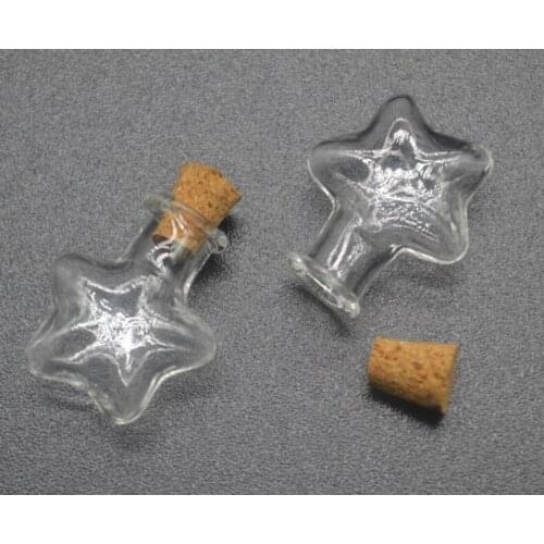 10sets/lot Smooth Transparent Cute Mini Cork Stopper Glass Bottles Vials Jars Containers necklace handmade star Wishing Bottle