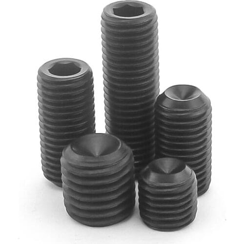 100pcs M3 DIN916 Black Carbon Steel Allen headless cup point set screws Grub screws M3*2,3,4,5,6,8,10,12,14,16,18,20mm