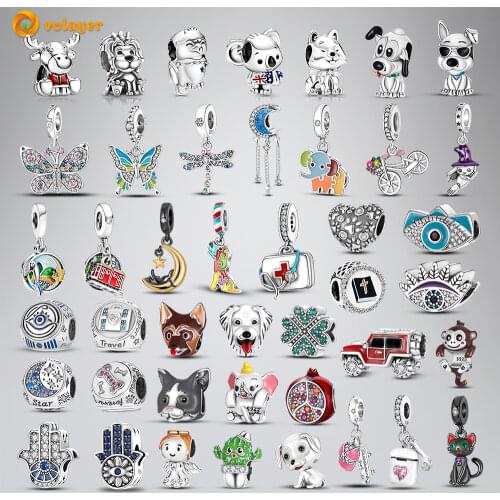 Volayer 925 Sterling Silver Statue of Liberty Moose Maple Leaf Charms fit Original Pandora Bracelets Women Jewelry Making Gift