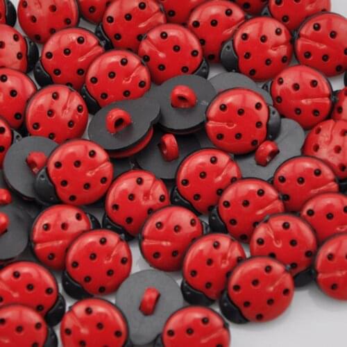 30PCS 15MM Red Dyed Plastic Ladybird Decorative Buttons Sewing Scrapbooking Craft