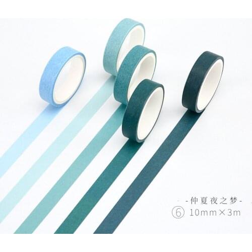 5 Rolls/set 10mm*3M Retro Pure Color Masking Paper Tape, Border Decoration, Sticker, Colored Washi Tape