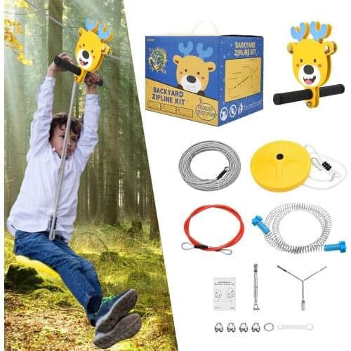 80/100/120ft 6mm Diameter Heavy Duty Compound Galvanized Steels Cable Zip Line Kit With Stainless Steel Spring Brake Zipline Kit