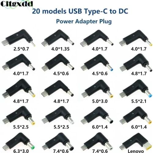 20models Laptop DC Power Adapter Plug Converter USB Type C Male to Male DC Jack Connector For Lenovo DELL HP Notebook Charger