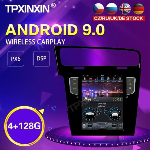 PX6 Android 9.0 4GB+128GB Tesla Style Car Radio For VW Golf 7 2013-2016 GPS Navigation Auto Stereo Recoder Head Unit DSP Carplay