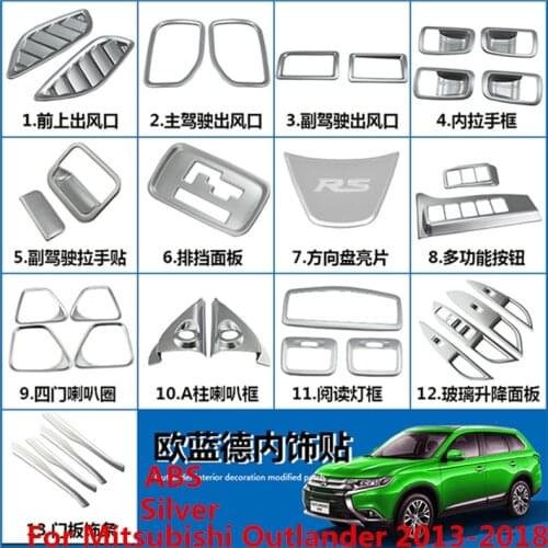 Car styling ABS silver Modified accessories For Mitsubishi Outlander 2013-2018 Car dashboard modified accessories