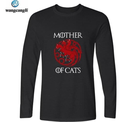 MOTHER OF CATS Hot Sales Anime Tshirt T Shirt Women/Men Long Sleeve Cotton T-shirt Spring Autumn Fashion T Shirts Tops Plus Size