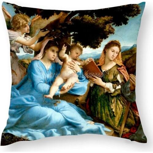 And With Saints Catherine And Thomas Pillow Case New Print Designer Cushion Cover Square Pillowcases Home Decor High Renaissance