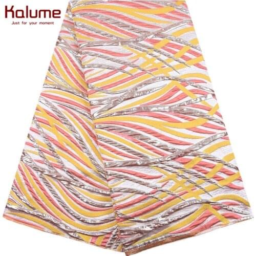 Kalume 2020 Top Fashion African Gilding Lace Fabric Embroidery French Gilded Jacquard Lace Fabric For Nigerian Party Dress F2093
