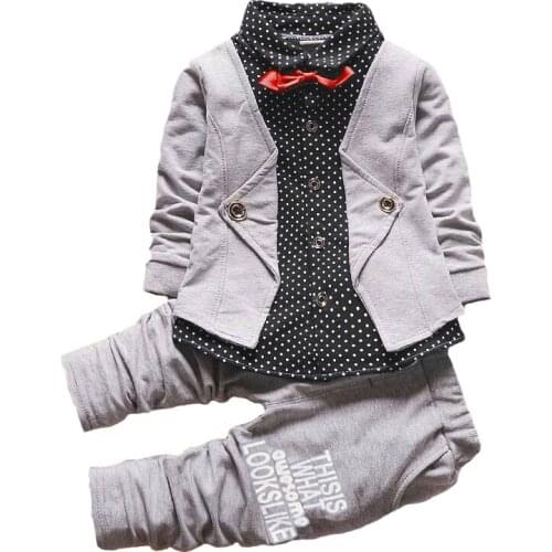 Spring Autumn Full Sleeve Handsome Clothing Set For Boy Shirt + Pants 2Pcs Suit Kids Birthday Present Toddler Children Clothes