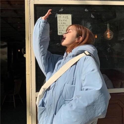 Womens Coat Winter Wear 2021 New Loose Hooded All-Match Cotton Jacket Zipper All-Match Cotton Outerwear Female