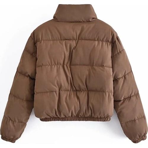 MINDYGOO High Quality Custom Logo Factory Womens Loose Long-Sleeved Single-Breasted Thermal Jacket With Stand-Up Collar