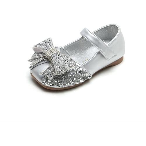 Summer new fashion water drill bow knot lovely princess shoes soft sole anti slip low heel girls' casual shoes small shoes